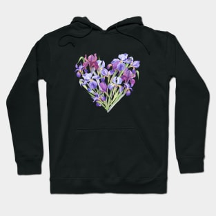 Iris Flowers Heart Hoodie